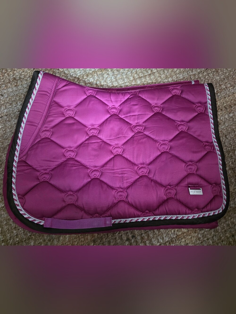 Ps Of Sweden Lilac Quilted Saddle Pad with Silver Braid Trim - Full EUC